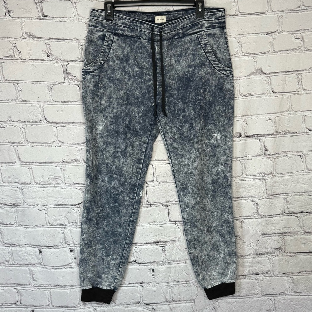 SNEAK PEEK Baggy Acid Wash Blue Stretch Joggers Pants Denim-like MEDIUM
